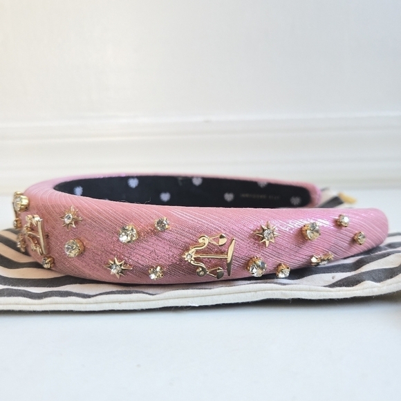 New Lele Sadoughi Zodiac Libra Alice Hand Embellished Rose Gold Lurex Headband main image 8